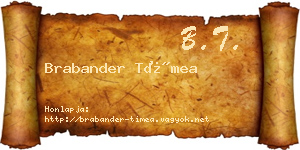 Brabander Tímea névjegykártya
